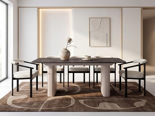 WFL GROUP Ausziehbarer Rechteckiger Esstisch – XXL Modernes Design Metallgestell in Kaschmir – für 8-12 Personen, 180 x 90/280 cm – Beton Dunkelgrau