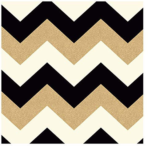 Arthouse Glitterati Chevron Stripe Pattern Wallpaper Metallic Embossed Glitter Motif (Black Gold 892300)