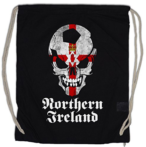 Urban Backwoods Black Classic Northern Ireland Irish Football Soccer Skull Flag Turnbeutel Sporttasche