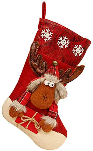 Milopon Nikolausstiefel Weihnachten Weinflaschen Beutel zum befüllen Weihnachtsstiefel für Kamin Nikolausstrumpf als Weihnachtsdeko (Elch)