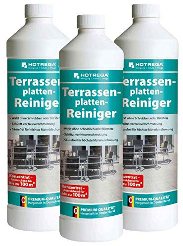 HOTREGA Terrassenplatten Reiniger Konzentrat 1 Liter - Reinigung für Terrasse und Balkon - Schutz vor Neuverschmutzung, Mengen:3
