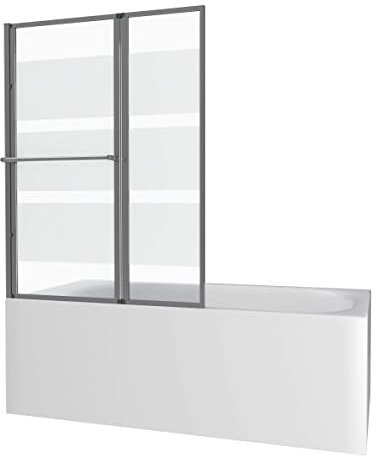 AURLANE Pare Baignoire relevable 139x105cm avec volet - Verre Transparent avec Bande depolie