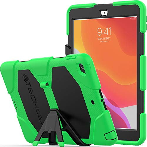 TECHGEAR Custodia Robusta Compatibile con iPad 10.2 (9/8 / 7 Generazione, 2021/2020/2019) Resistente agli Urti e all'impatto - Cover con Supporto per i Bambini, Lavoro e Scuola [Verde]