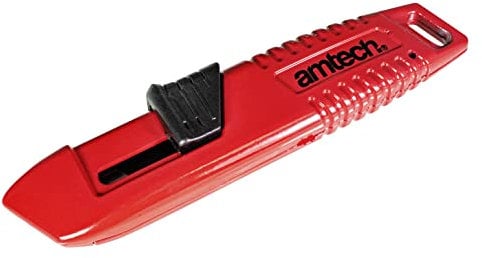 Amtech S0488 Utility Safety Knife Retractable Blade, Red