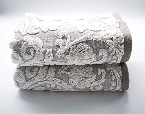 Lex's Linens Handtücher, Jacquard, geprägt mit Blumenmuster, 2 Stück, rauchbeige