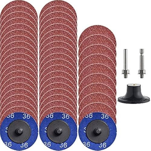 NYXCL 50Pcs 36 Grit Quick Change Discs Set, 2 inch A/O Sanding Discs with 1/4 Holder, for Die Grinder Surface Prep Strip Grind Polish Finish Burr Rust Paint Removal，Surface Conditioning Discs