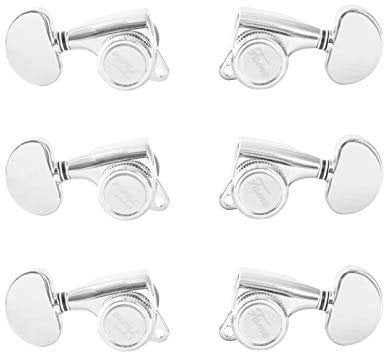 Fame 334GM Locking Tuners 3+3 Chrome, Stimm-Mechaniken für E-/Westerngitarre, Backlocking-Funktion, 1:18 Übersetzungsverhältnis, Passend für 10mm Bohrungen, 3 L-3 R Sortierung, Chrom Finish, Inklusive