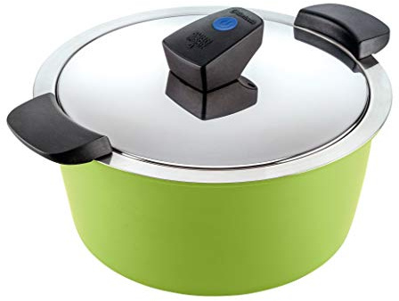 KUHN RIKON HOTPAN COMFORT Servierkasserolle 3 Liter/22 cm, induktion, Edelstahl, grün, Stainless Steel