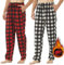 YUSHOW 2er Pack Schlafanzughose Herren Lang Fleece Karierte Pyjamahose Winter Warm Pyjama Hose Soft Freizeithose Weihnachts Pyjama mit Taschen und Kordelzug, Blau Schwarz Plaid + Rot Plaid Größe L