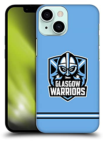 Head Case Designs Officially Licensed Glasgow Warriors Stripes Blue Logo Hard Back Case Compatible With Apple iPhone 13 Mini