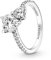 Pandora Timeless Doppel-Herz Funkelnder Ring aus 952 Sterling Silber mit klaren Cubic Zirkonia Steinchen 191198C01-58