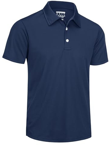 TACVASEN Golf Shirts for Men Short Sleeve Polo Shirts Breathable Quick Dry Summer Casual Work Polo Tops Navy,XL