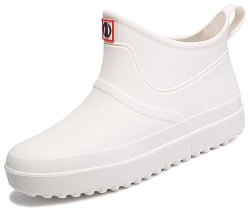 GURGER Stivali di Gomma Donna Stivaletti Pioggia Stivaletto Bassi Impermeabili Wellington Bianco Taglie 40