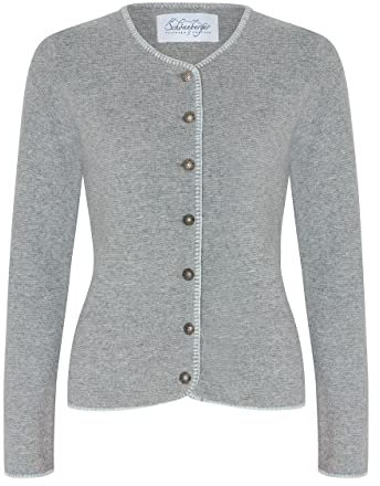 Cardigan da donna Anna – Elegante e sciancrato – Giacca tradizionale Dirndl in lana in stile rustico, grigio., 44