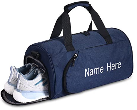 Personalisierte Bestickte Sporttasche Reisetasche Mit Jedem Text Benutzerdefinierte Sporttasche Mit Schuhfach & Nassfach (Blau)