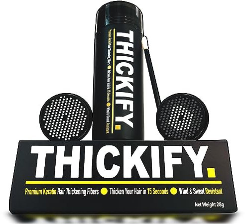 THICKIFY Hair Fibres for Thinning Hair Undetectable & Natural - 28g Bottle - Completely Conceals Hair Loss Instantly - Hair Thickener & Topper for Fine Hair for Women & Men (Dark Brown)