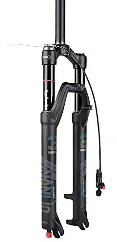 NANLIO Sospensione Bicicletta 26/27.5/29 Regolazione di rimbalzo Forcella MTB Diritto RL/LO Mountain Fork per Bici QR 100x9MM (MATE-26Straight-remote)