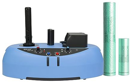 Mini Air EA2S Luftkissenmaschine, Luftkissenhersteller, Luftpolsterfolienmaschine, Luftkissen-Verpackungsmaschine mit 2 kostenlosen 50 m Testfolienrolle für Paket- und Produktversandschutz