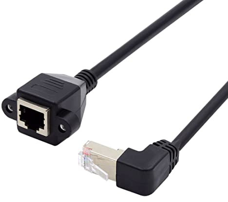 chenyang Cable RJ45, 8P8C FTP STP UTP Cat6 macho a hembra LAN Ethernet cable de extensión de red 90 grados hacia arriba en ángulo con agujeros de montaje en panel