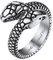 Bestyle Doppelköpfiger Schlangen Ring mit Gravur Snake Finger Ring aus Edelstahl Vintage Tierform Schmuck Zubehör für Damen Herren Männer Unisex Silber 62.2(19.8)