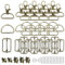 Drehbare Karabinerhaken Mit Drehgelenk Schlüsselanhänger D-Ringe Triglide-Schiebeschnalle Gurtversteller Metall Magnetknöpf Schnallen und Verschlüsse für DIY Nähen Zubehör (32mm,Bronze,50)
