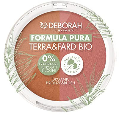 Deborah - Terra & Fard Formula Pura, mit biologischen und veganen Rohstoffen - Wärmt den Teint und verleiht ein strahlendes Finish - Ideal für empfindliche Haut - Farbe Nr. 3 Tan, 9 g