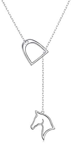 Pferd Schmuck Geschenk 925 Sterling Silber Glück Hufeisen Halskette Y Kette Lariat Pferd Halskette Geschenk Schmuck für Frauen Mädchen
