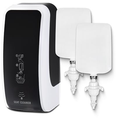 Blanc HYGIENIC Spender für Toilettensitzreinigung Cosmos – Reinigungsspender mit Sensor für Wandmontage und 2x 1 Liter Toilettensitzreiniger für ca. 5.000 Anwendungen Farbe Schwarz/Weiß