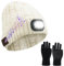 Bestcool Bluetooth Beanie Mütze mit LED Licht, Musikalische Strickmütze & Handschuhe Set mit Kopfhörer Wiederaufladbare Kopftaschenlampe Mütze Waschbar Mütze