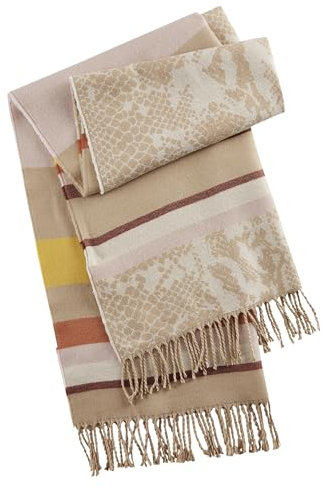 Warmer XL-Schal mit gewebtem Streifen- und Animal-Muster