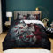 WHUOEUCO Bettwäsche Totenkopf Schönheit Rote Rose Bettwäsche Set 3 teilig - Gotisch Bettbezug 200x200 cm & 2 Kissenbezüg 80x80 cm, mit Reißverschluss