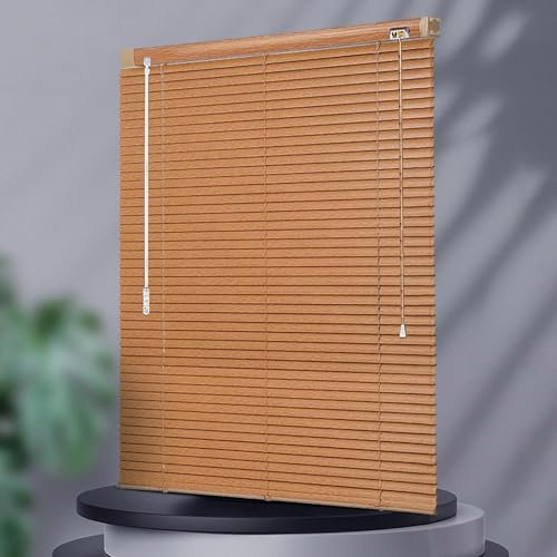 Jalousie aus Aluminium, Jalousie aus Aluminium in Holzoptik, horizontale Lamellenvorhänge 25 mm, Jalousie für Fenster, Privatsphäre und Sonnenschutz, Breite x Höhe (50 x 100 cm)
