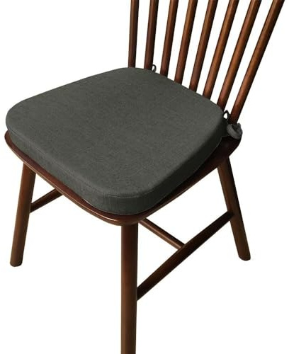 Bettschlange 2er Set Stuhlkissen mit Bändern, Waschbare Sitzkissen rutschfest,Stuhlauflage Stuhlpolster Sitzkissen,Leinen Memory Baumwolle Kissen für Zuhause Büro Küche Esszimmer,40x38x33(3cm Dicke)