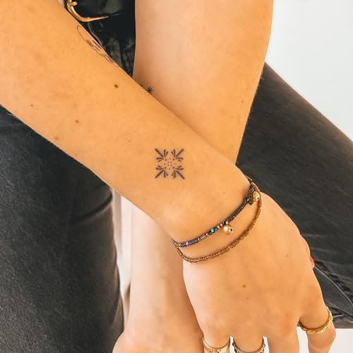 Inkster® Perfektion Mandala Tattoo | Temporäres Tattoo mit EU-Kosmetikzertifizierung | wasserfest + vegan | revolutionäres 2-Wochen-Tattoo | Fake Tattoos und Klebetattoos für Erwachsene