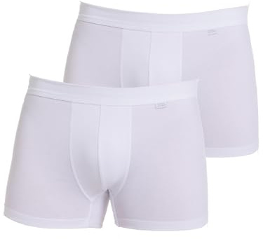 HAASIS Bodywear, Herren Pants ohne Eingriff, Weichgummibund, GOTS Zertifiziert, Doppelpack ohne Eingriff, Single Jersey, Bio Baumwolle/Elasthan, Webgummibund mit Schriftzug und aufgedrucktem Logo