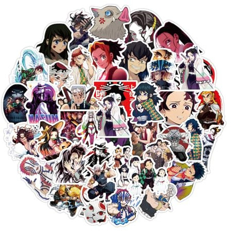 Dämonentöter Aufkleber, 100 Stück Dämonentöter Vinyl Sticker, Anime Cartoon Stickers, Aufkleber Wasserfest, für Kinder und Jugendliche, für Wasserflaschen Skateboard Notebook Gepäck