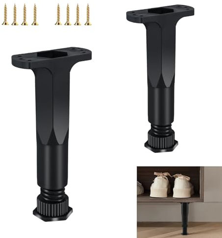 gotyou 2 Stück Bettrahmen-Stützbein, Verstellbare Bettbeine, Möbelfüße Höhenverstellbar, 15-28cm Bettfüße für Möbel, Bett-Mittellatte, Ersatz Beine für Bett Rahmen Sofa Möbel