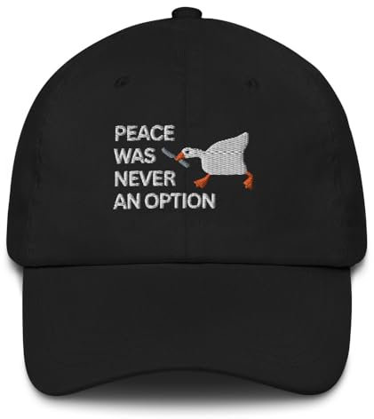 Papa Hut Meme Gans mit Messer Peace was Never an Option Lustiger Spruch Geschenk für Ihn Geschenk für Sie Papa Cap, Schwarz, Einheitsgröße