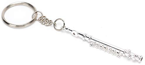Tnfeeon Flöten-Schlüsselanhänger, Metall-Schlüsselanhänger, Musik-Schlüsselanhänger, Dekoration, Musikinstrument, Ornament für Autoschlüssel, Hausschlüssel, Silber