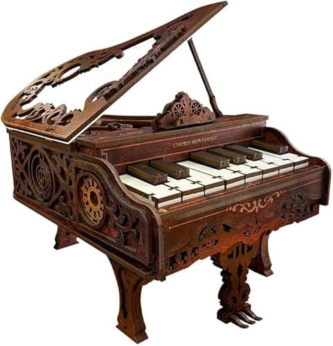 fisca 236 Pcs 3D Holzpuzzle für Erwachsene,Spielbares Klavier Modell Kit 1:20 Gebäude Puzzles Hölzerne Musik-Box, Mechanische 3D Puzzles Musikinstrument, Kreatives Finger-Klavier Schreibtisch