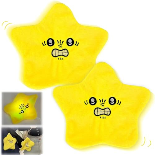 AOUZOVLI Angry Starfish Toy 2 Stück Angry Star Plush Moving Bewegender Und Tanzender Stern Plüschtier Mit Lichtern Angry Star Plüschtier Geeignet für Rucksackanhänger Und Schlüsselanhänger