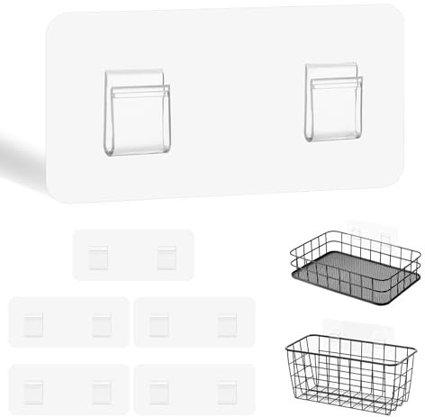 Gjinxi Shower Caddy 6 PC Adhesive Shelf Replacement Bathroom Storage Organizer Rack Hooks Hanging Strips Waterproof Corner Bracket Holder Sticker Home and Kitchen Stick Wall Mounted Tile Accessories