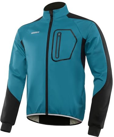 BERGRISAR Herren Fahrradjacke Softshell Thermo Wasserdicht Atmungsaktiv Rennrad MTB Jacke BG011 Blau XX-Large