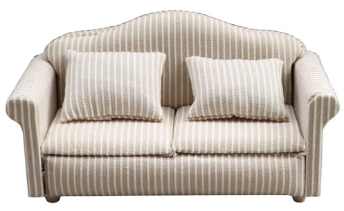 Puppenhaus Sofa Couch Miniatur - Sofa Kissen Set Zubehör Raummöbel Spielzeug | Miniatur Möbel Wichtel Möbel | Couch Sessel Sofa Mit Kissen | Puppenhaus Möbel Zubehör,für Wohnzimmer Schlafzimmer Modern