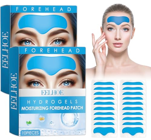Scettar 20 Stück Zornesfalte Pflaster, Feuchtigkeit und Anti-aging Zornesfalte Patches, Hydrogel Kollagenprotein Stirnfalten Patches, Anti Falten Pflaster für Stirn