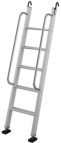 IQQOPVHG Bed Side Ladder for High Beds, Bunk Bed Ladder with Metal Handrail Kitchen Bedroom Closet Step Ladder for Dorm, Loft, Rv, Load 150KG (Color : Silver, Size : 6 Step Ladder)