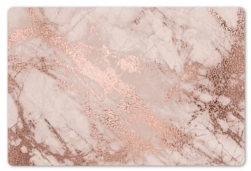 KitchenYeah© Platzsets Abwaschbare Placemats Set 6 45x30 cm Tischsets Platzdeckchen Platzset Tischset Esstisch Telleruntersetzer Waschbar Marmor - Rosa - Luxus - Marmoroptik - Glitzer - Design