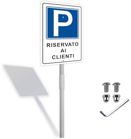 Cartello Parcheggio RISERVATO AI CLIENTI con Staffo,Yuntarda 30x20CM Cartelli Parcheggio Privato in Alluminio Durevole Resistente Protezione UV Facile da installare