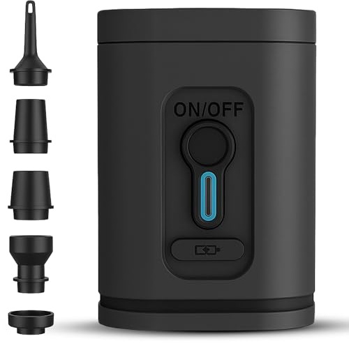 Airback Bomba de aire pequeña, bomba eléctrica portátil con indicador LED, color negro