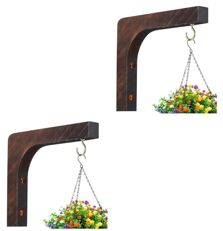 Toddmomy 2 Unidades de Soporte Colgante para Plantas de Madera para Interior y Exterior, Montaje en Pared para macetas, Gancho Decorativo para Plantas, Duradero para jardín y